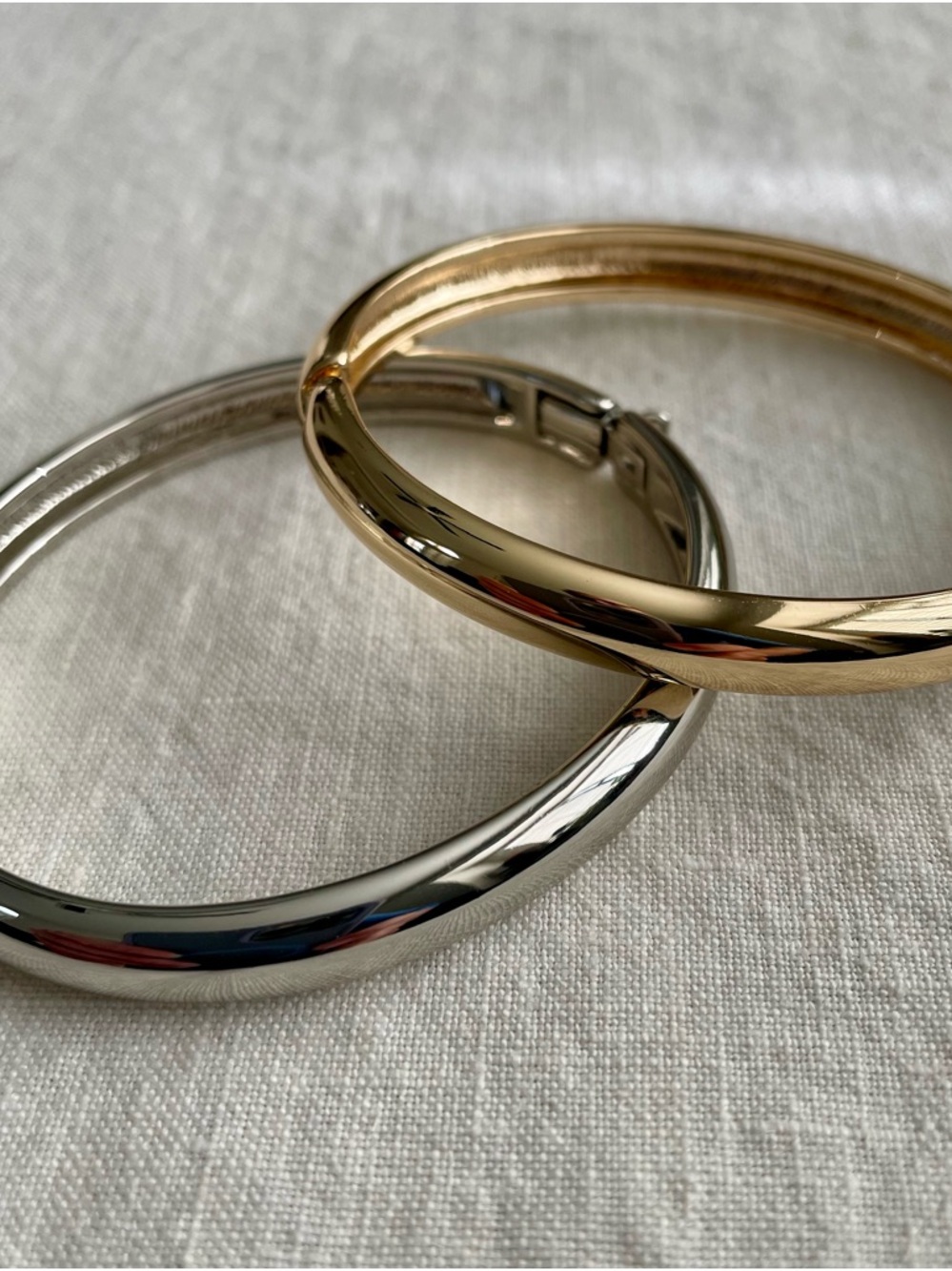 NWOT Pair of Gold and Silver Polished Bangle Bracelets